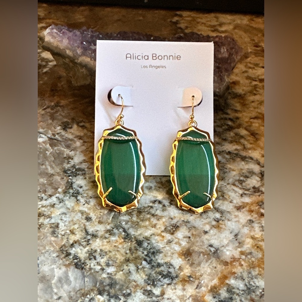Alicia Bonnie Gold CZ Green Gemstone Earrings